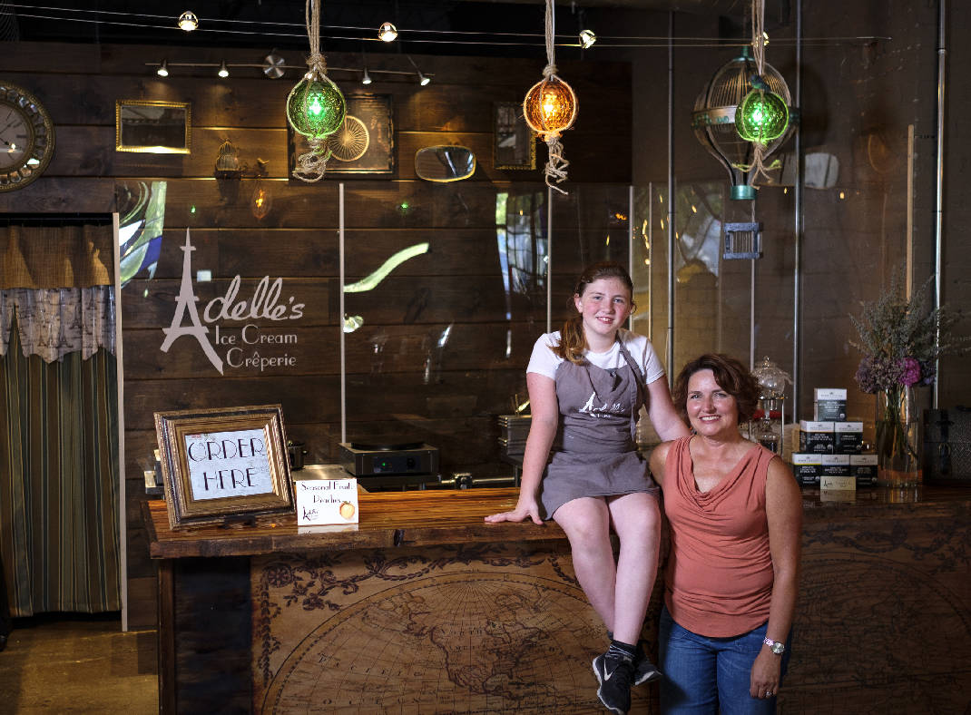 Co-owners Adelle Pritchard, left, and her mother Carla pose for a photo at Adelle's Ice Cream Creperie inside the Granfalloon event space on Friday, July 1, 2016, in Chattanooga, Tenn. Photo by Doug Strickland /Times Free Press.