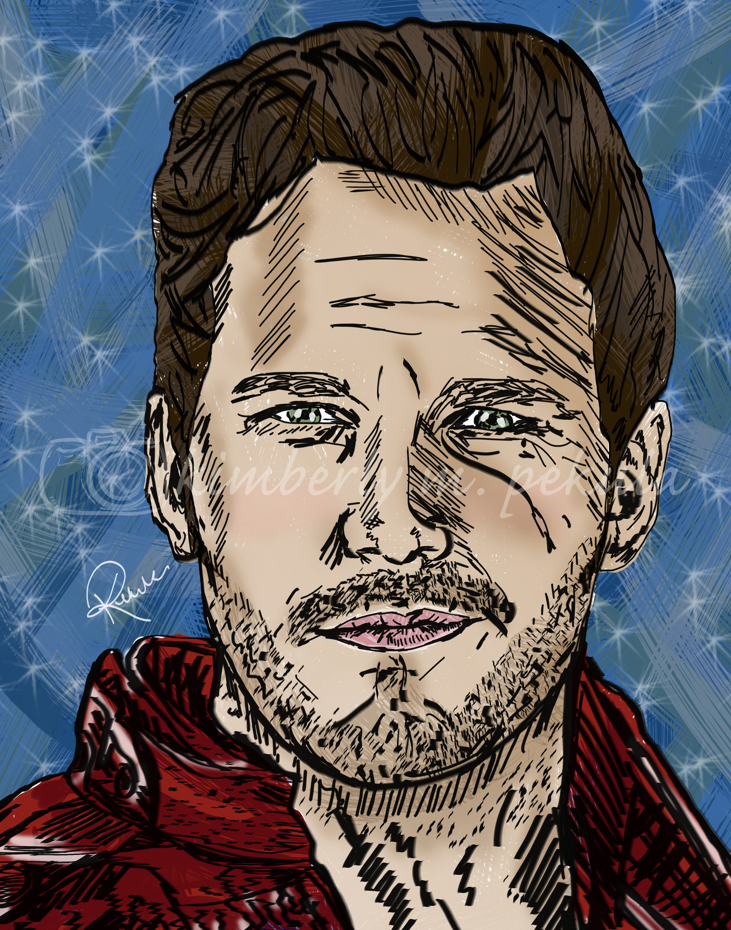 Stable Diffusion prompt: Drawing of Chris Pratt, black - PromptHero