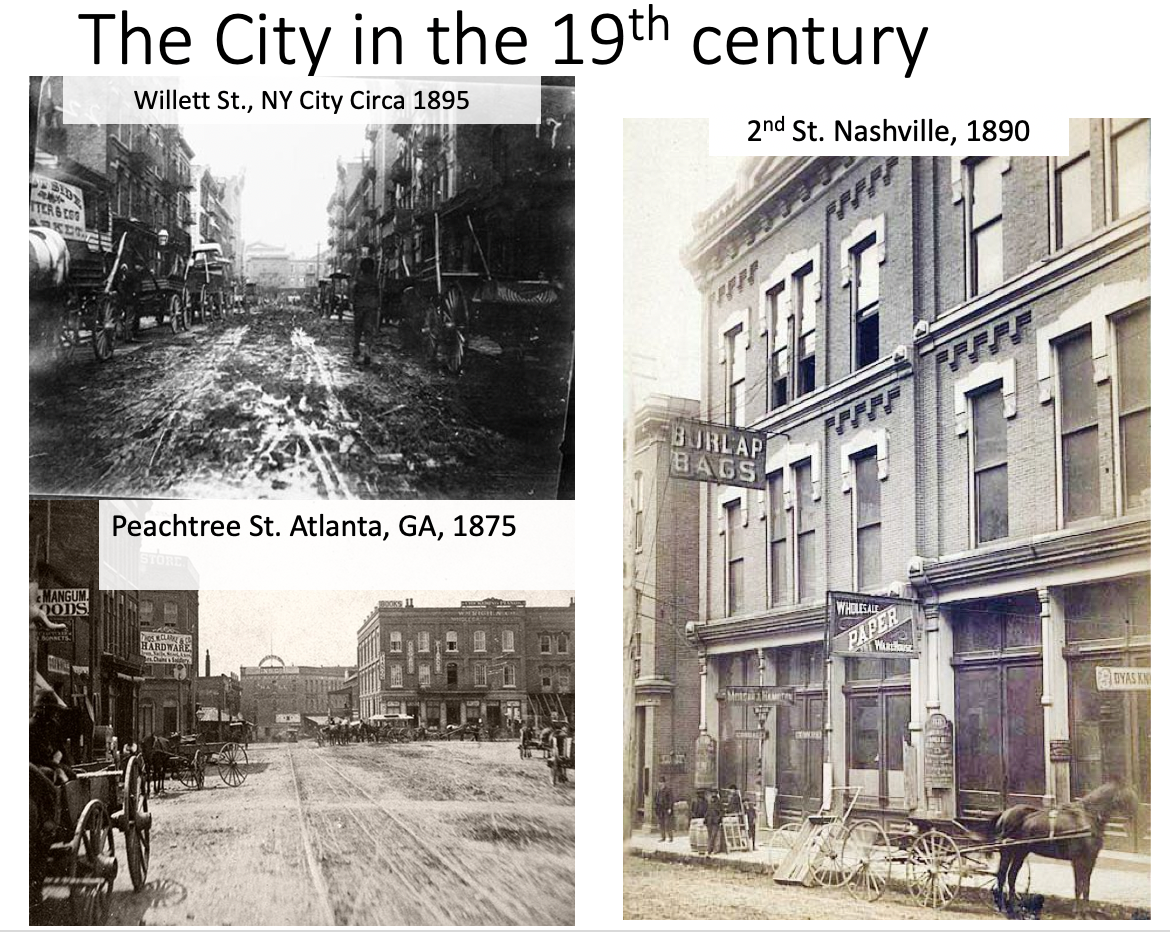 In the late 19th and early 20th centuries, cities were filthy. The streets were not paved, and when it rained, the mud mixed with horse manure to create a big mess. A banana peel on a sidewalk could be difficult to see, and when placed on top of the slippery mud/manure mix, it could cause a lot of trouble to an unsuspecting pedestrian.