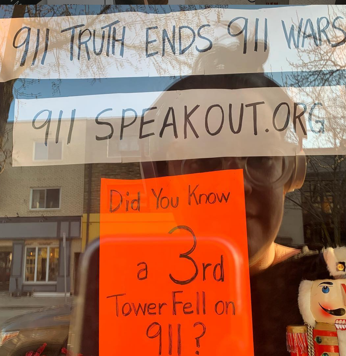 “As a completely unrelated sidenote, I have a neighbor who uses his front window as a 9/11 conspiracy theory display year round but sometimes adds seasonal decor. I've also been leaving him (assuming its a him?) notes for the better part of two years trying to get him to talk to me - conspiracy research is....challenging.” -Stacy Wood