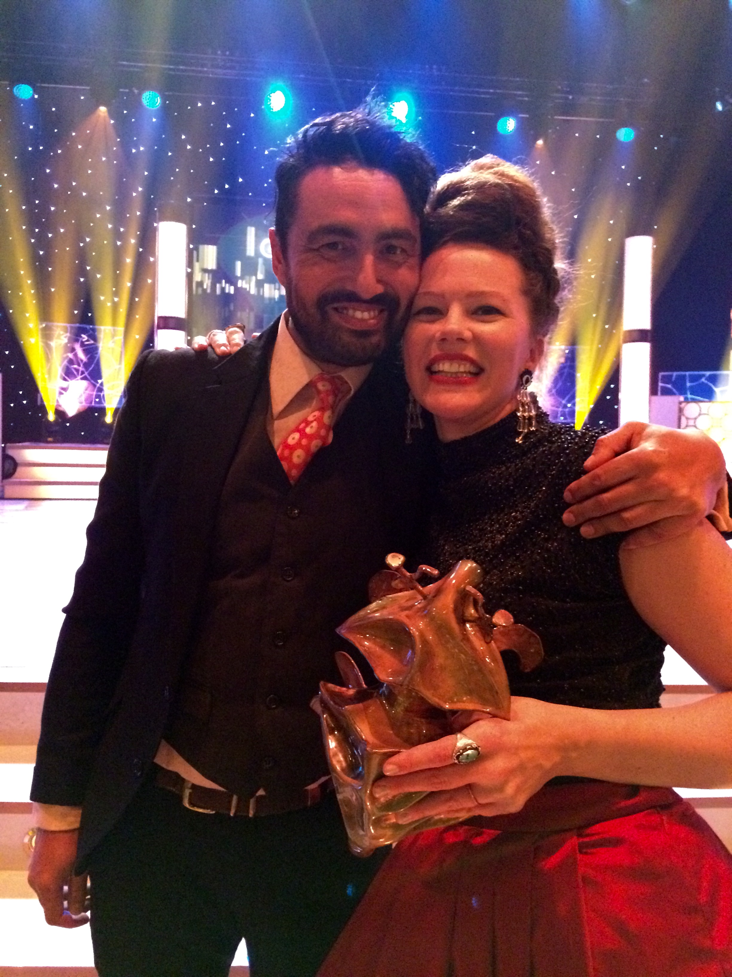 Marcus and Mia with Mia's Guldbagge (Swedish film award).