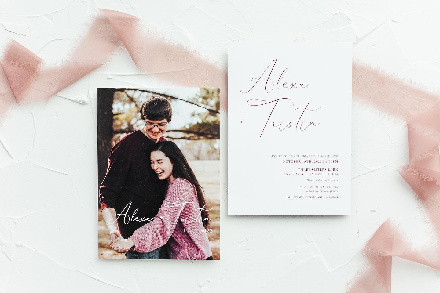 LOVE this double sided wedding invitation for Alexa + Tristan 💌