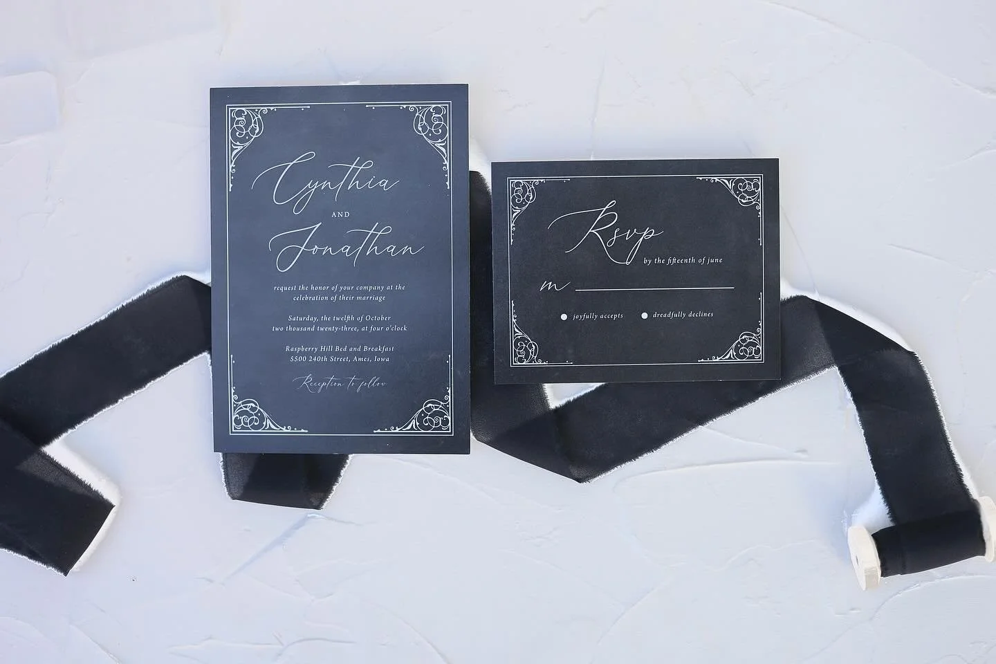 I love when clients push me out of my comfort zone&ndash;away from &ldquo;traditional&rdquo; wedding stationery design 🖤