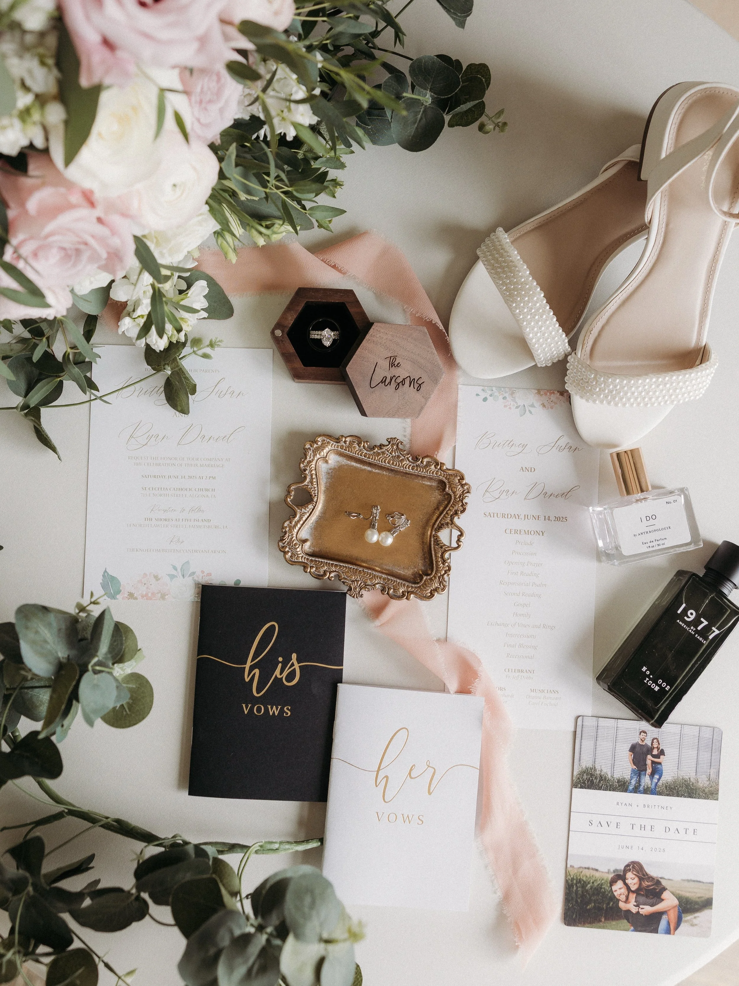 Flatlay Friday 🤍

This Sunday, Brittney and Ryan are celebrating their one-year anniversary!

It was such an honor to be a small part of their story, and I&rsquo;m so excited to celebrate this special milestone with them. Cheers to one year of love 
