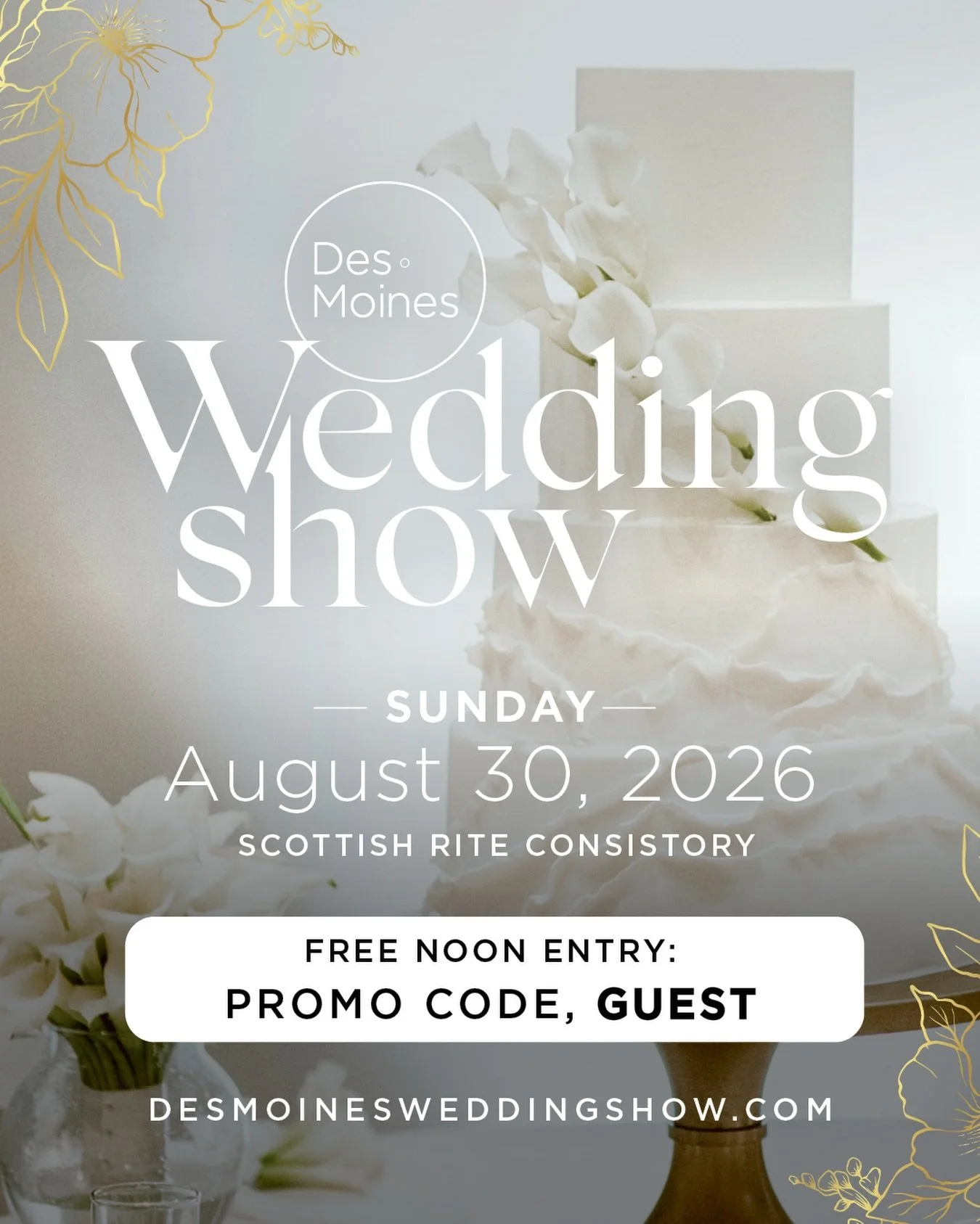 FREE admission?? Your Sunday plans just got a little more exciting! 

The Des Moines Wedding Show is THIS Sunday! Come spend the afternoon meeting local wedding pros, gathering inspiration, and getting a head start on wedding planning. Stop by my boo