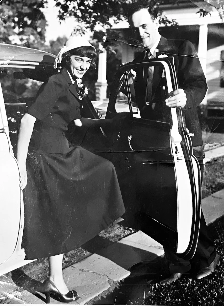 On their wedding day in 1952
