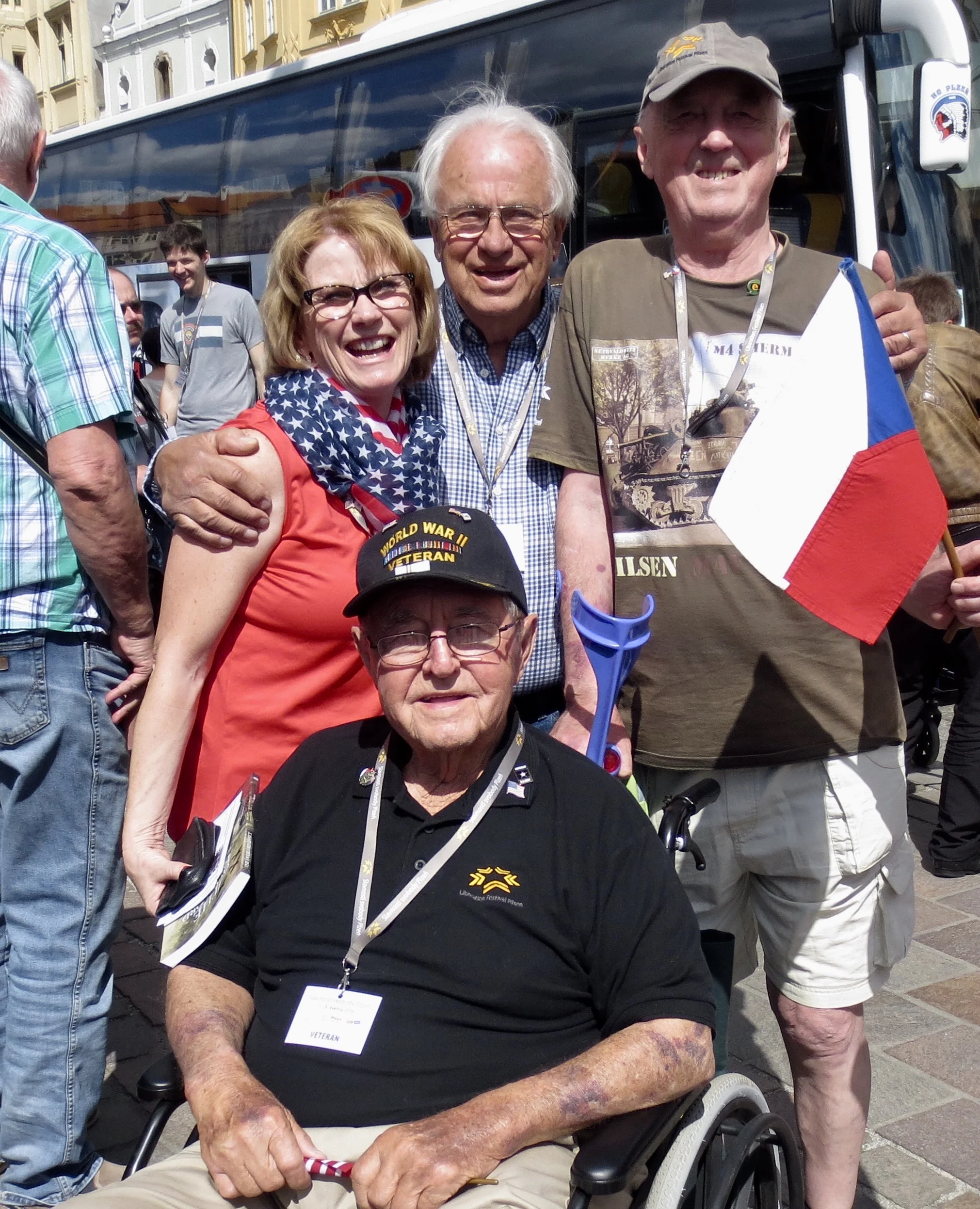 Reuben with Lee and Kathy Anderson and Stanley Bartl during the Pilsen Liberation Festival