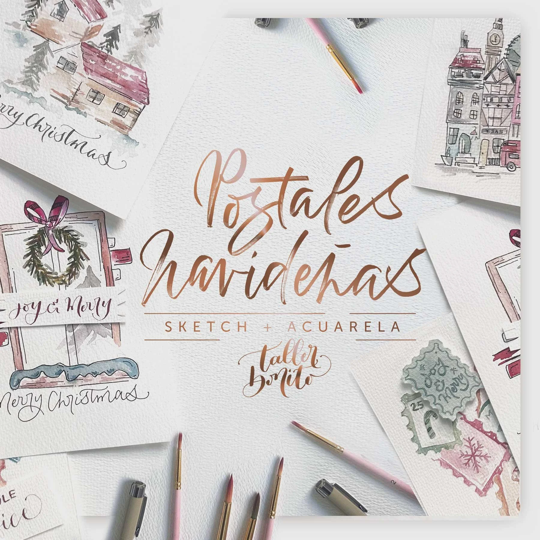 POSTALES NAVIDEÑAS | SKETCH + ACUARELA