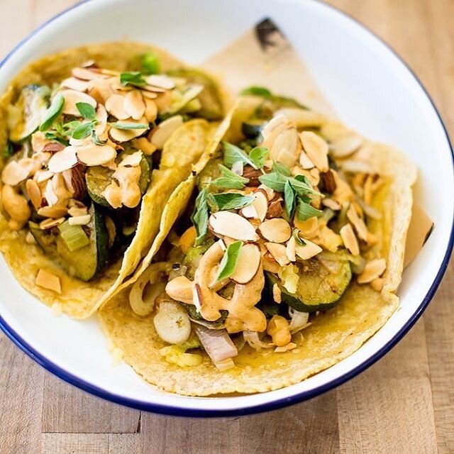 Our summertime Ex Pat veggie tacos are back! With roasted summer squash, spring onion, St. Jorge cheese, salsa macha, toasted almonds, fresh oregano. Equally loved by veggie and meat lovers alike!

Join us 7 days a week from 11am-8pm for take out (li