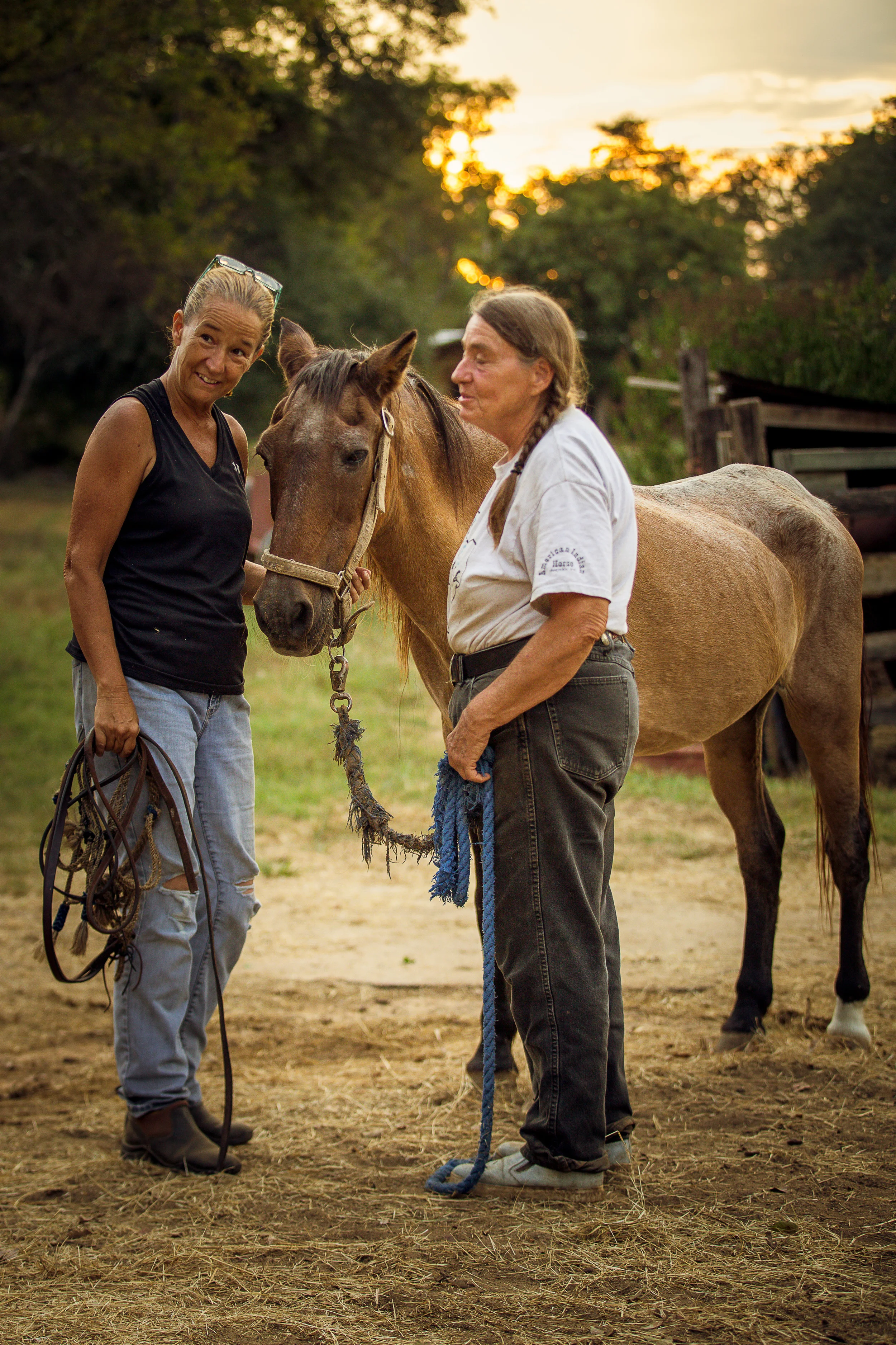 Kelly and Vickie Ives with Titus Unlearning at Karma Farms in Marshall, Texas.