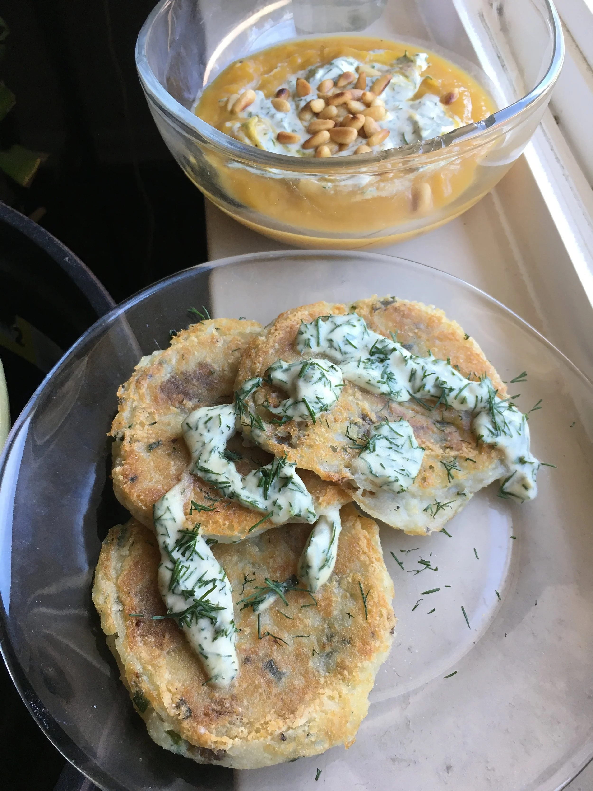 Gluten Free Potato Cakes with Garlic Dill Aioli