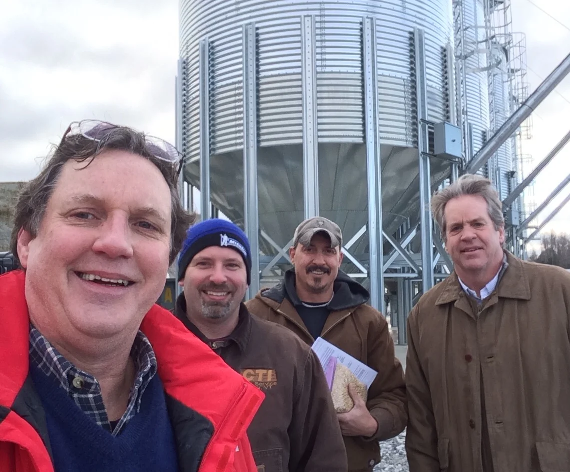 Mike, Dwayne Couture, Jeff and Mark getting together at the CTI site - we store over 200,000 lbs of SPM Pilsner Malt per silo!
