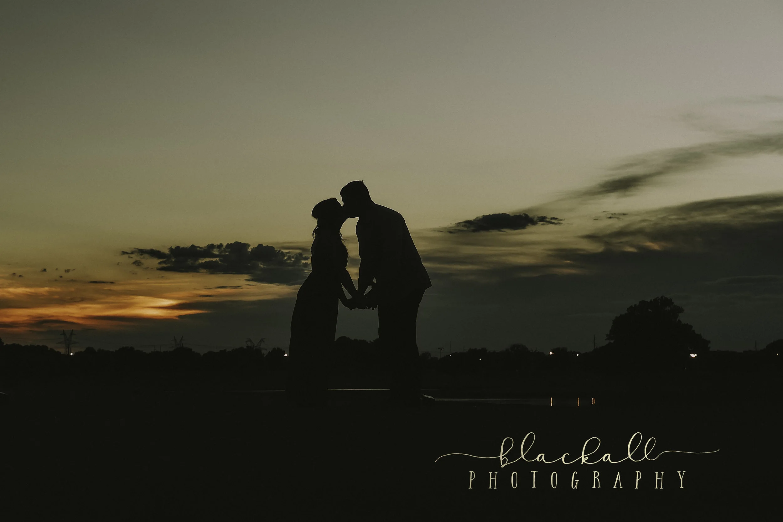 The sun setting behind their home golf course