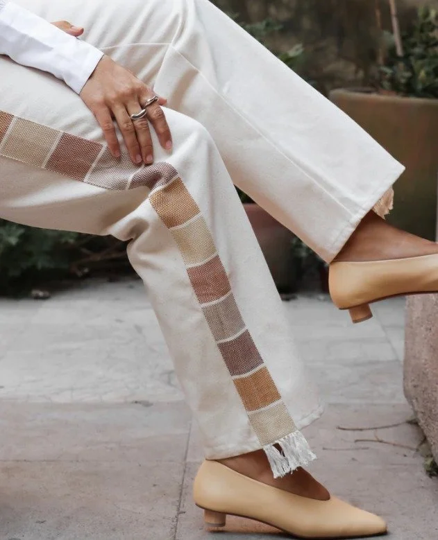 Women's Pant with Handwoven Element by Laude the Label