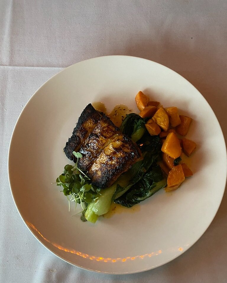 Come in and enjoy First of the Season Halibut,Chef Glenn has a great feature available soy- ginger marinated Halibut w local bok choy and sweet potatoes from Longwalk Farms.