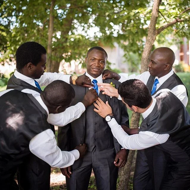 Grooming the groom. #groom #groomsmen #kansasweddingphotographer #wichitaweddingphotographer #kcweddingphotographer #weddingphotography #meadowlark #mahaffie #lovemyjob
