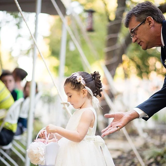 &ldquo;Off you go now&rdquo; #flowergirl #fatherofthebride #ceremony #outdoorwedding #princess #reallife  #ilovemyjob