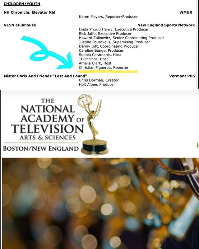 We had absolutely NO IDEA Christian @goodnewscorrespondent was nominated for a New England Emmy for his sports reporting on the NESN network!!! I guess whether they win or not you can now add 'N.E. Emmy nominated reporter' to his bio :) Congrats &amp
