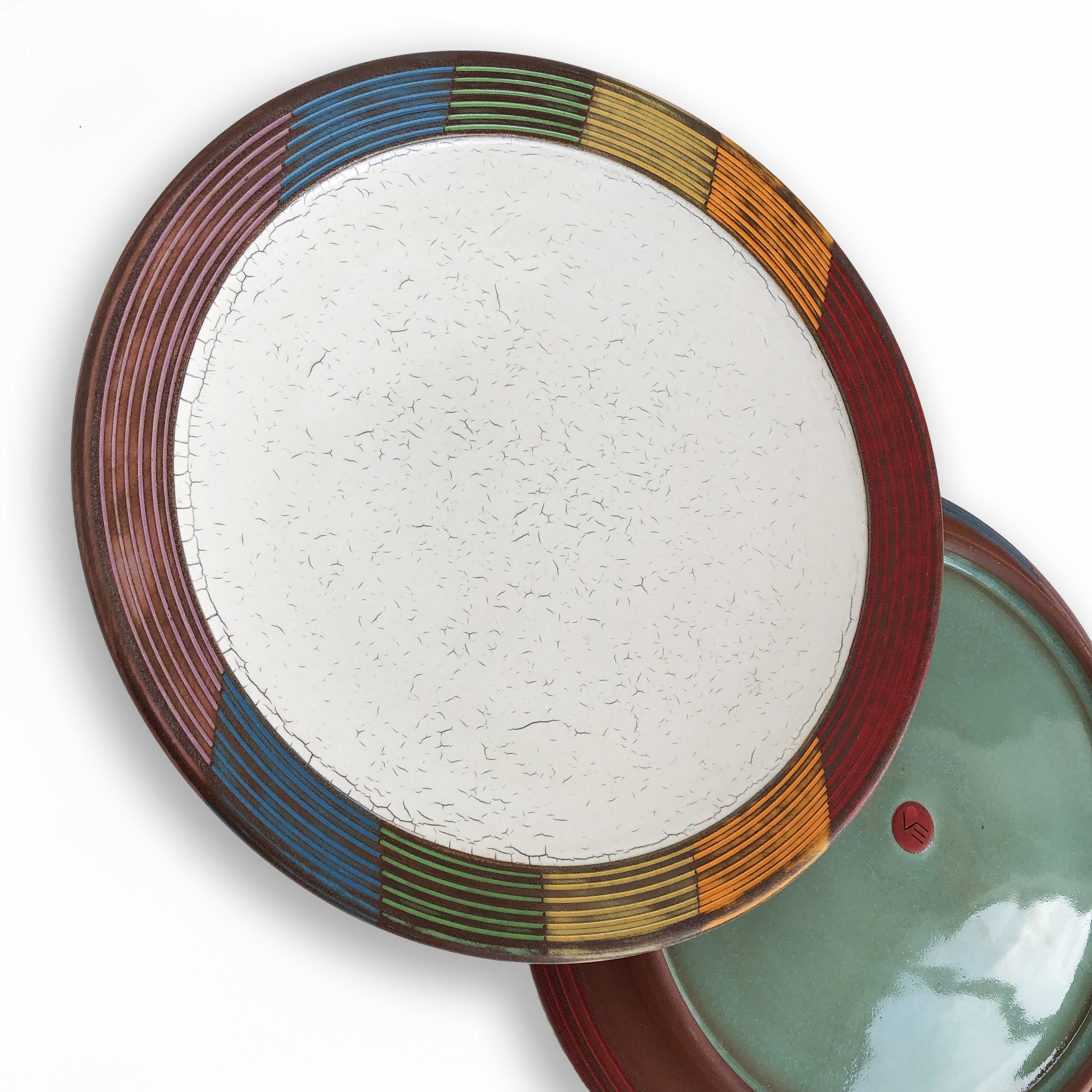 Crackle dinner plate: Broad rainbow