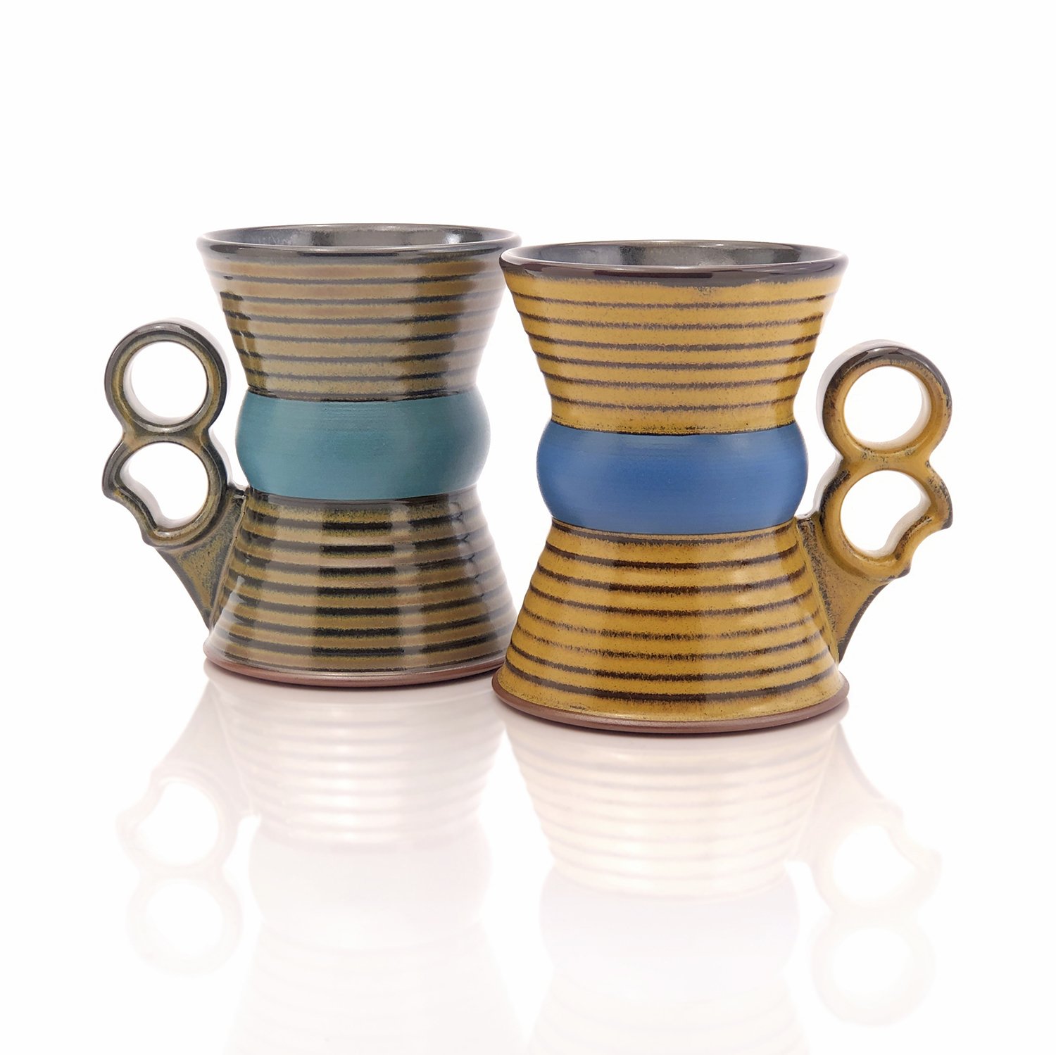 bright banded Hourglass mugs