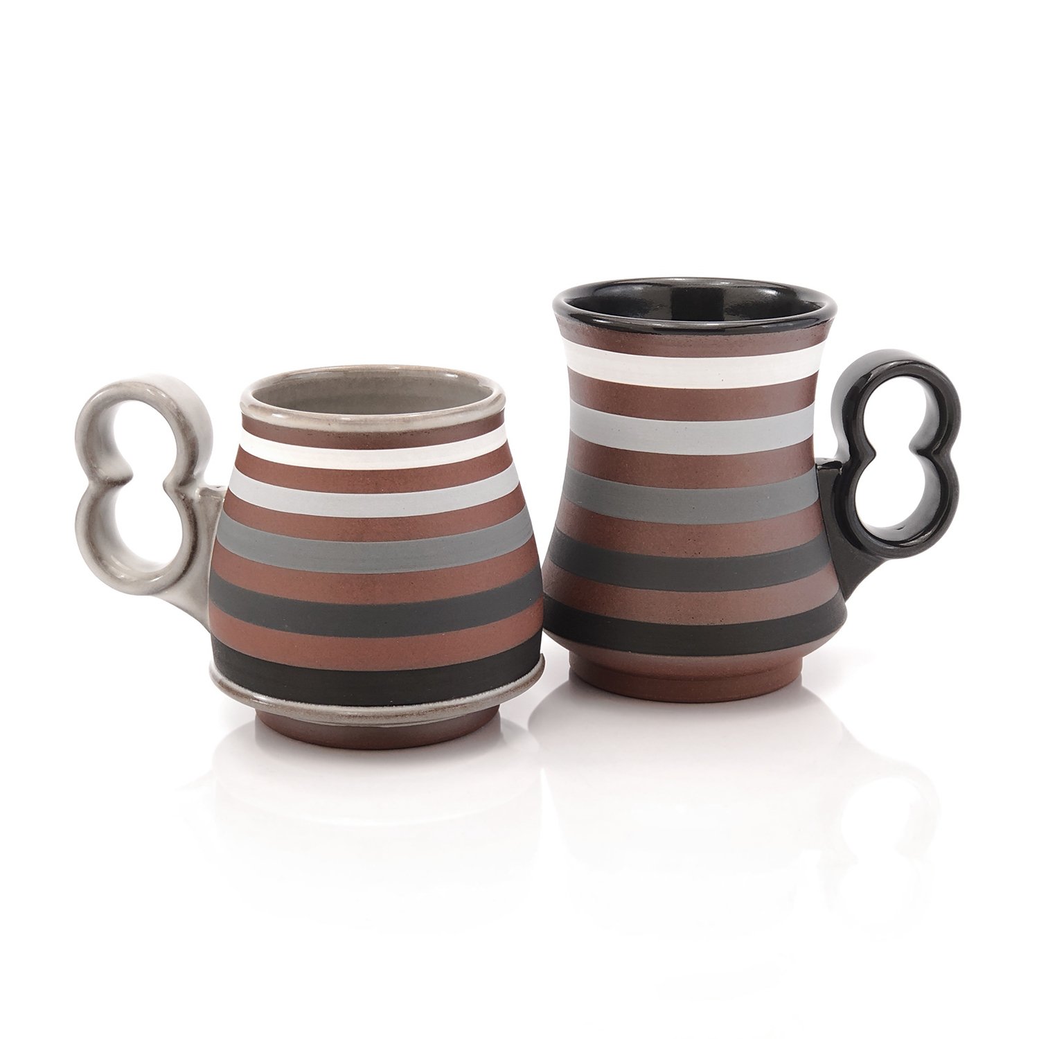 Greyscale striped mugs