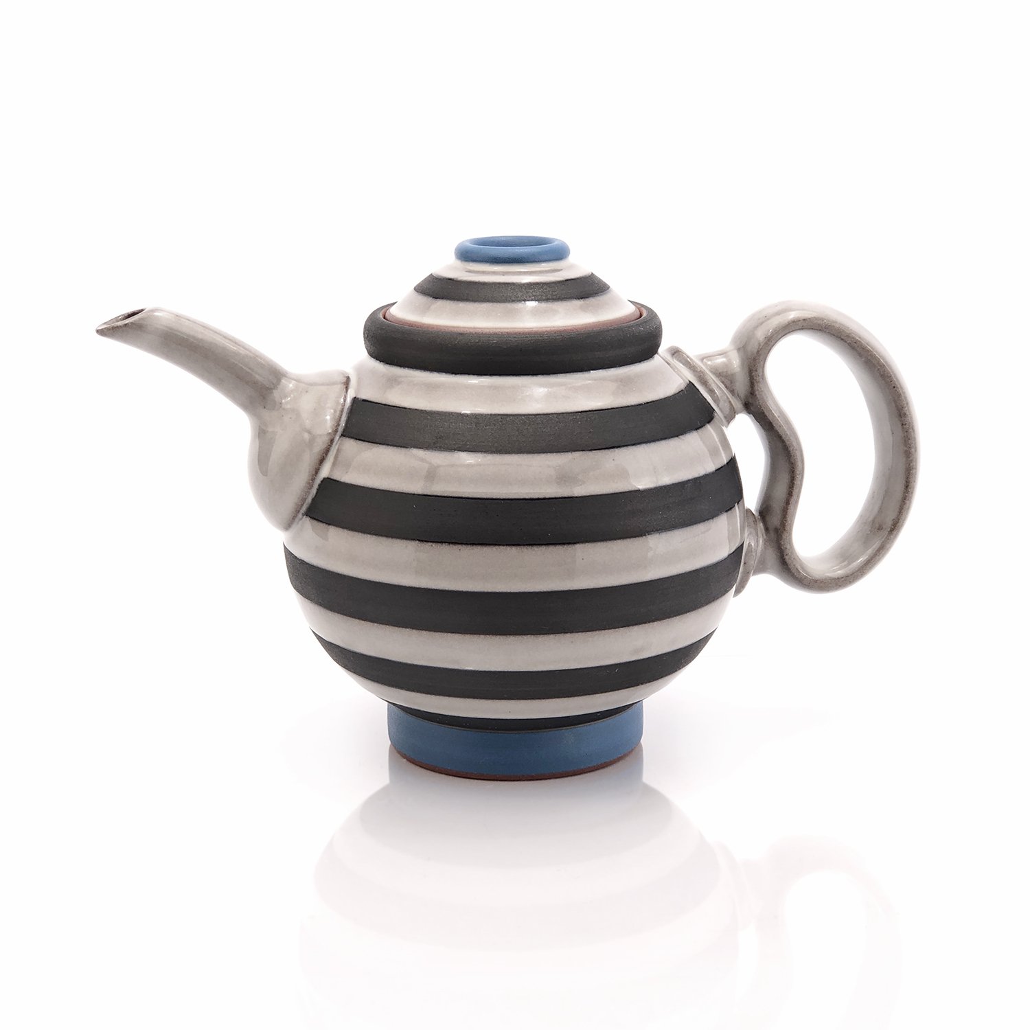 Black and white striped teapot