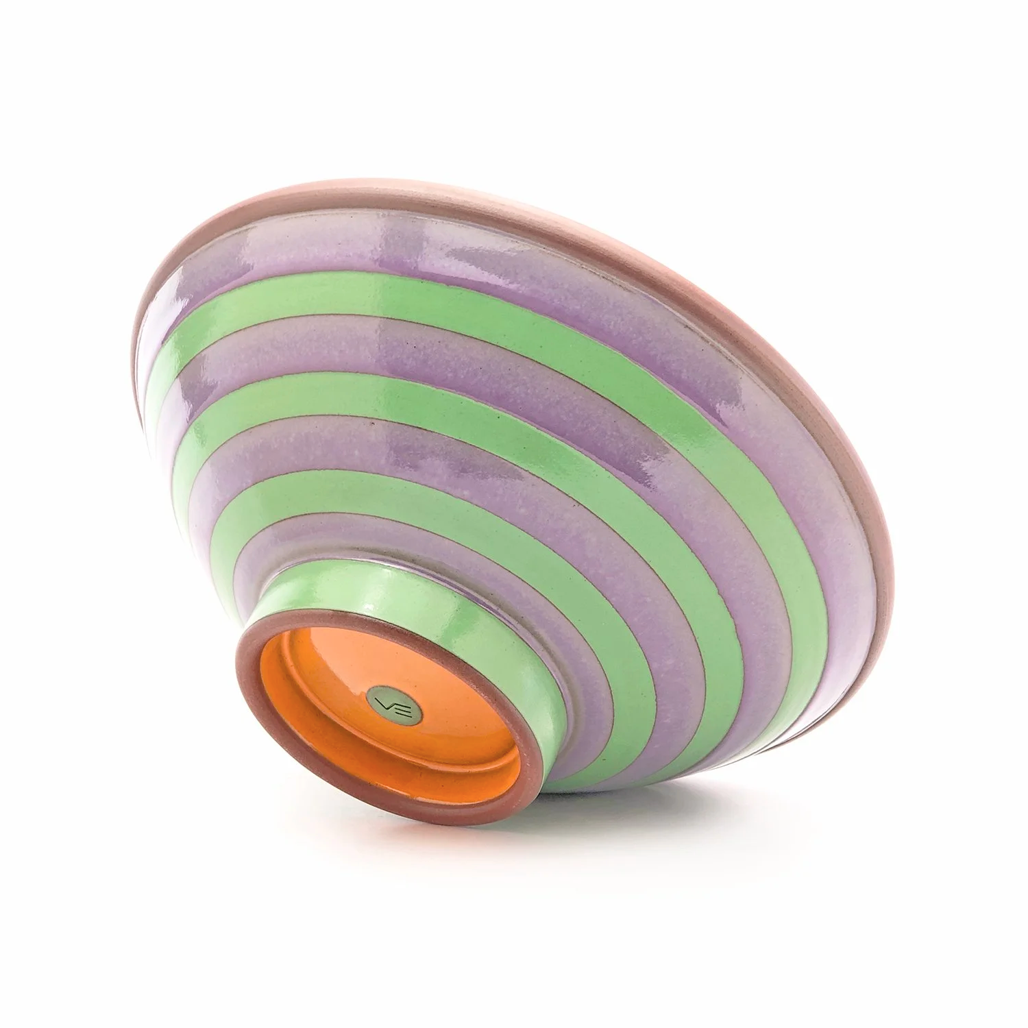 Large 55 oz. Serving / fruit bowl. 10 x 4 in. Orange, violet and green