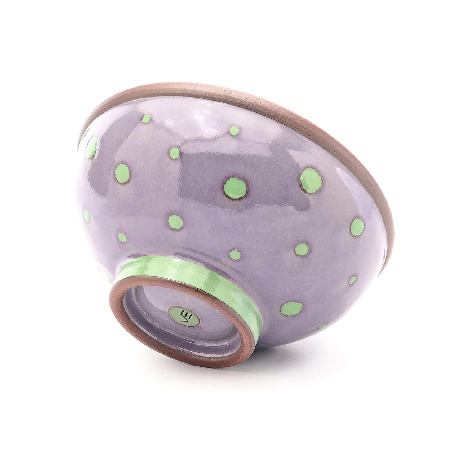 26 oz. Soup / cereal bowl. Violet with green polkas