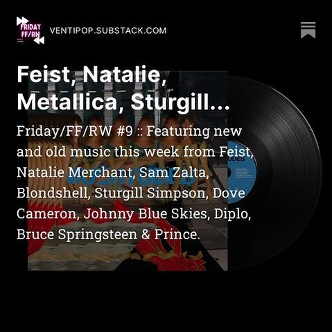 Fridays are for new music releases. Join me on Substack&hellip;https://open.substack.com/pub/ventipop/p/feist-natalie-metallica-sturgill?r=6gomx&amp;utm_medium=ios&amp;utm_campaign=post