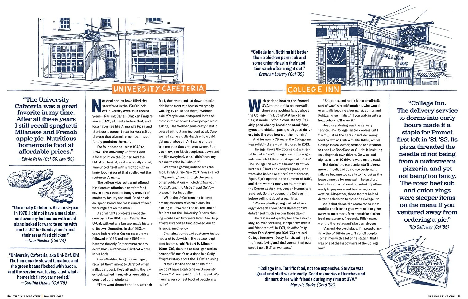 Virginia magazine layout with hand drawn illustration.