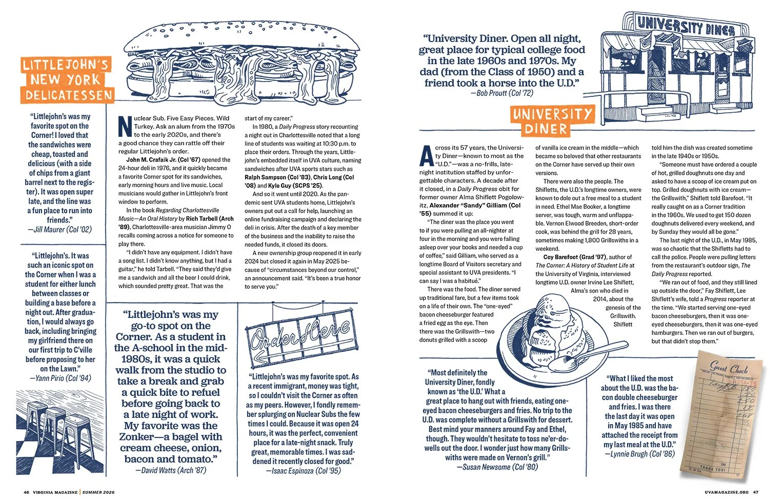 Virginia magazine layout with hand drawn illustration.