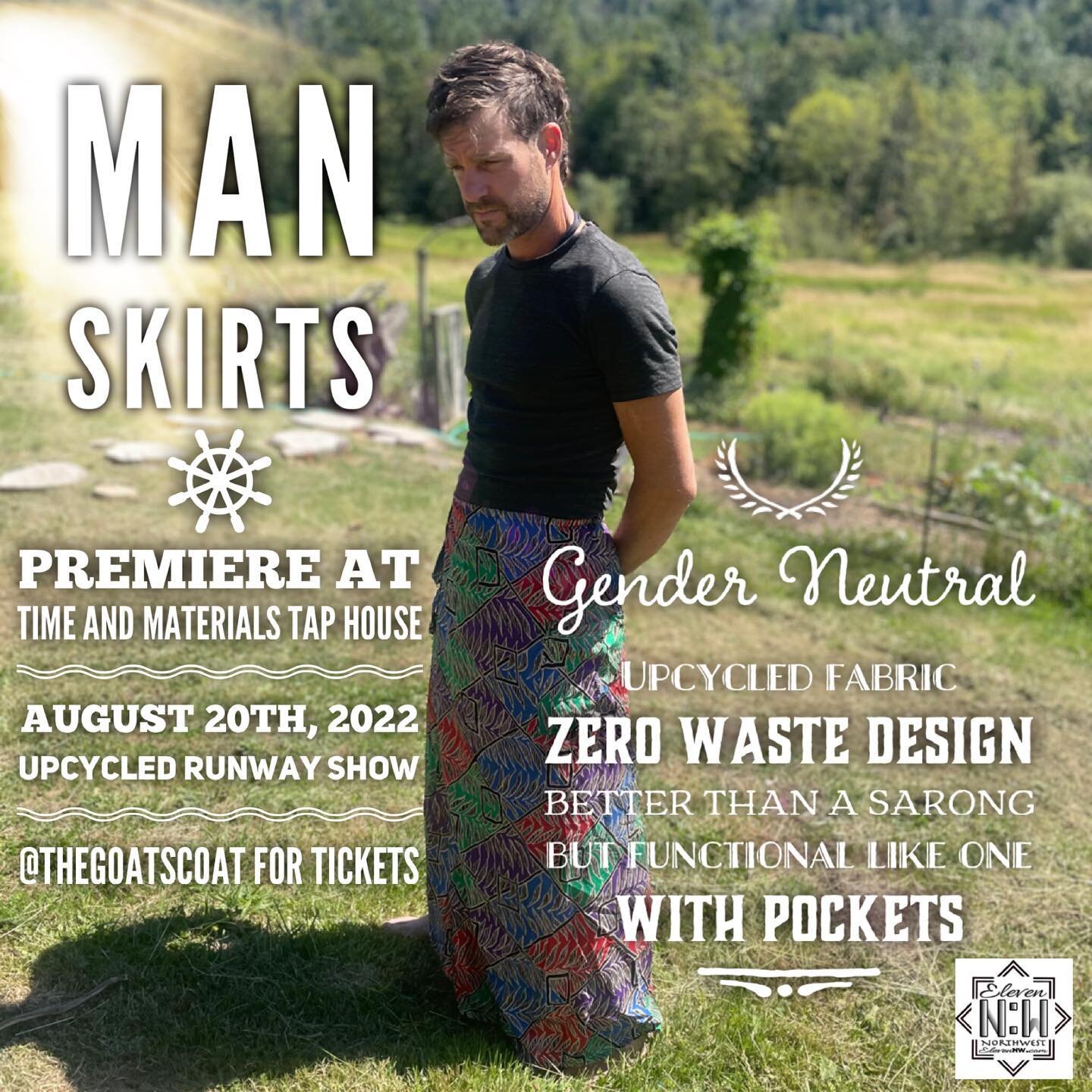 Man Skirts- Why? Because comfort is critical for everyone and even manly men can wear skirts if they choose. This design was made to create zero waste from Yardage of fabric I found @ragfinery_ . Grand premiere of Man skirts @thegoatscoat Upcycled Ru