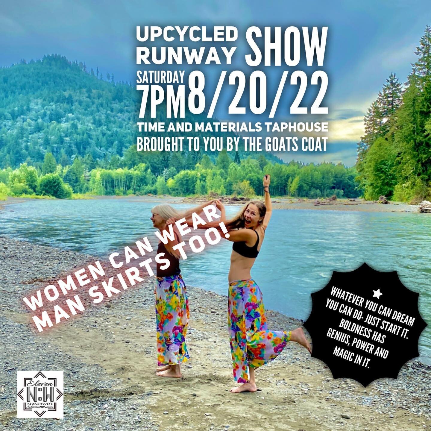 Upcycled daydreams&hellip;. Eco-minded sustainable fashion from all kinds of cool creative designers- If you want a seat you gotta buy a VIP ticket. Hoping the show sells out&hellip;. Go to @thegoatscoat for tickets and details. Please and thanks!