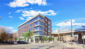 The Chicago transit-oriented development ordinance made this apartment building possible on a former empty lot next to the Paulina Brown Line station—people instead of concrete.