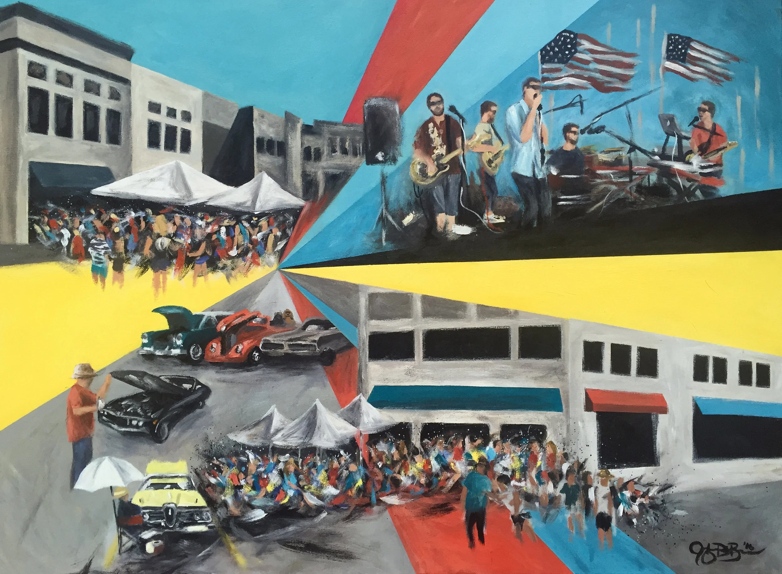 Completed live event painting - Cruisin' for Heroes: Perk-cUP! Cafe's 5 Year Anniversary Celebration