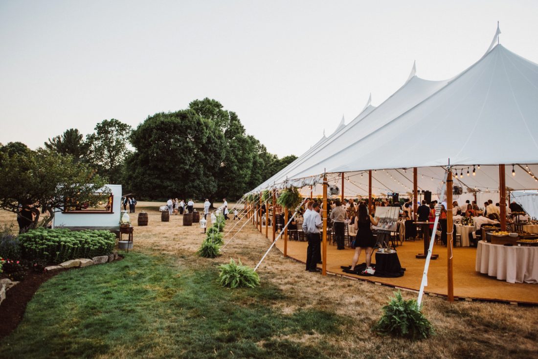The wedding reception from a step back - You can see where I was set up to capture the live painting under the tent, far back enough to get a nice perspective of the whole celebration but close enough for guests to watch me paint