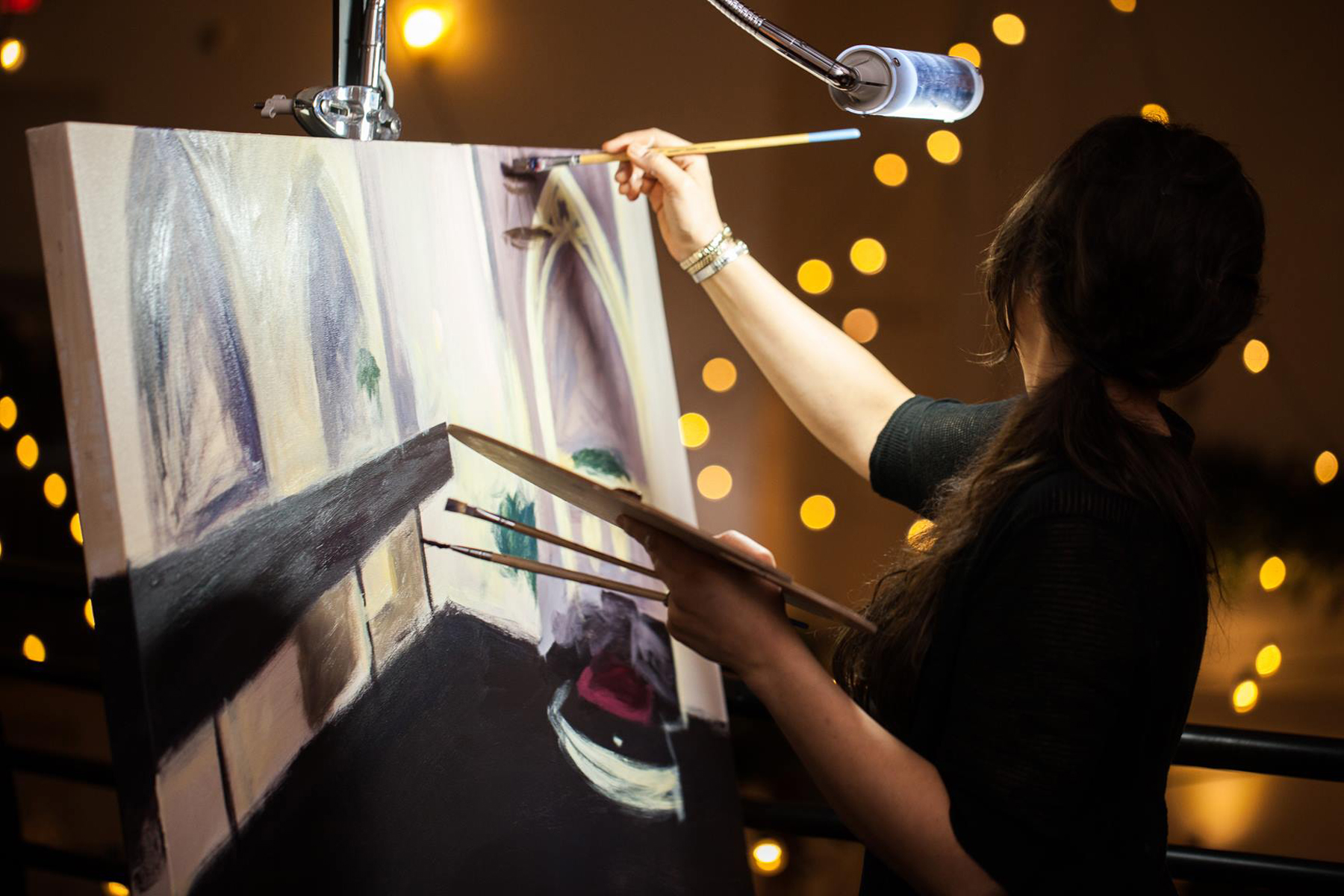 Live Painting Progress // Photo Credit: Nathan Peel Photography // Live Wedding Painting by Cleveland Event Painter Jacqueline DelBrocco