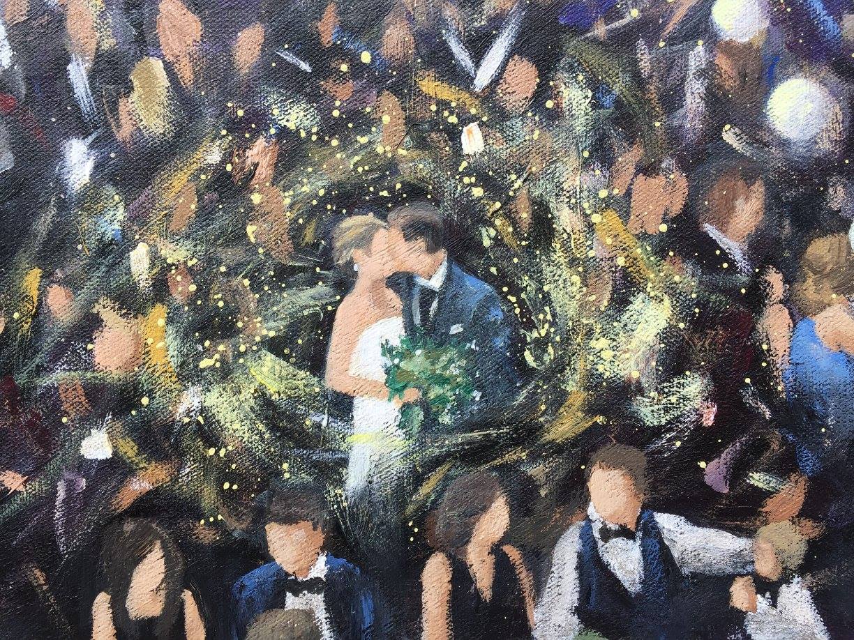 Bride and Groom Detail - Live wedding painting by Cleveland Event Painter Jacqueline DelBrocco