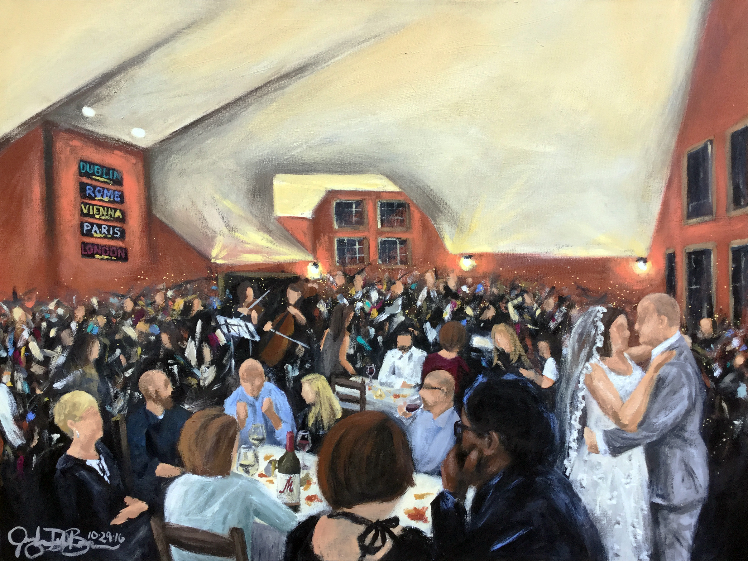 Live Wedding Painting // Cleveland Event Painter Jacqueline DelBrocco // 30x40in // Acrylic on Canvas // M Cellars, Geneva, OH // October 2016