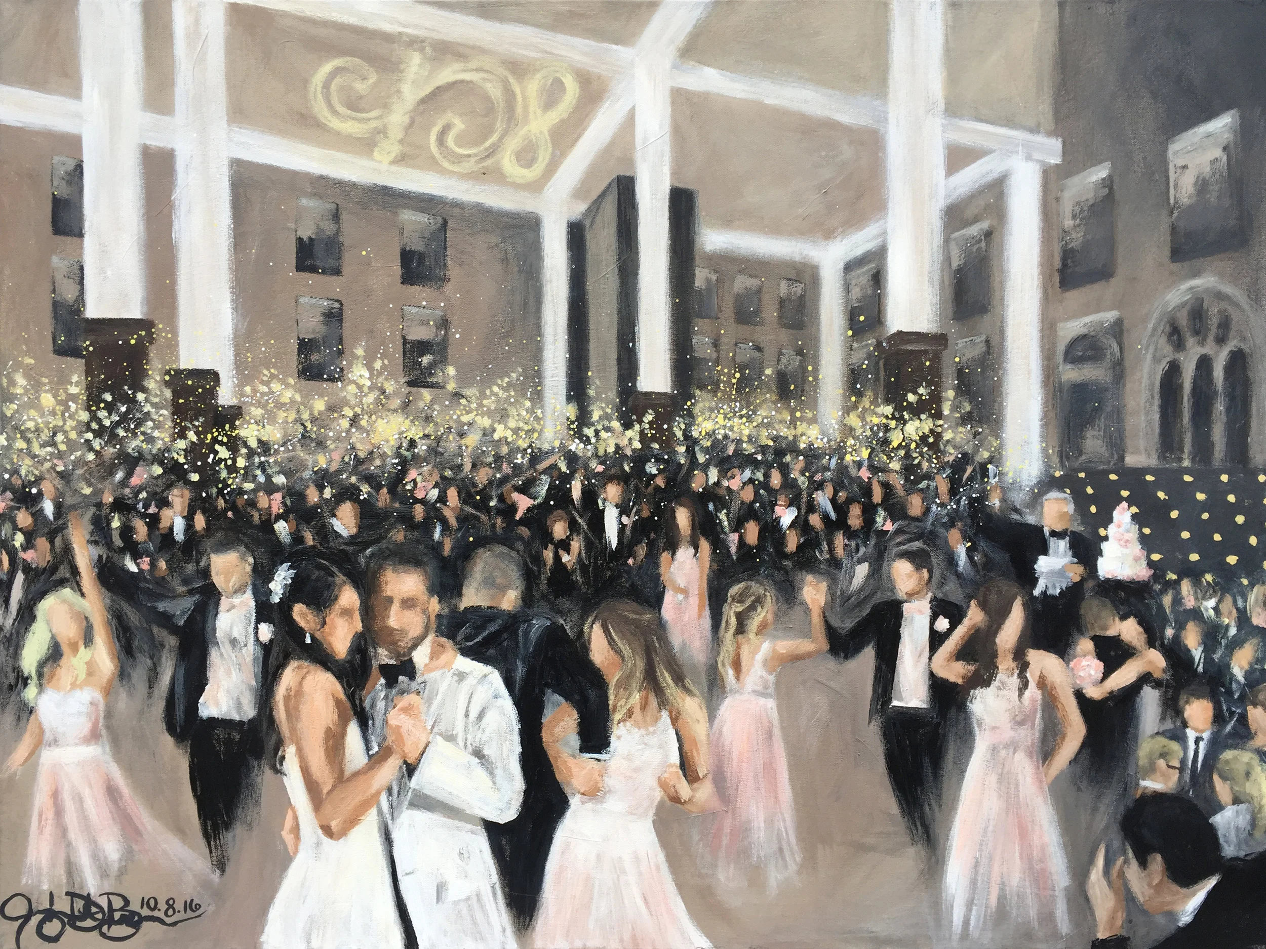 Live Wedding Painting // Cleveland Event Painter Jacqueline DelBrocco // Walter Commons, St. Charles Prep, Columbus, OH // 30x40in // Acrylic on Canvas // October 2016