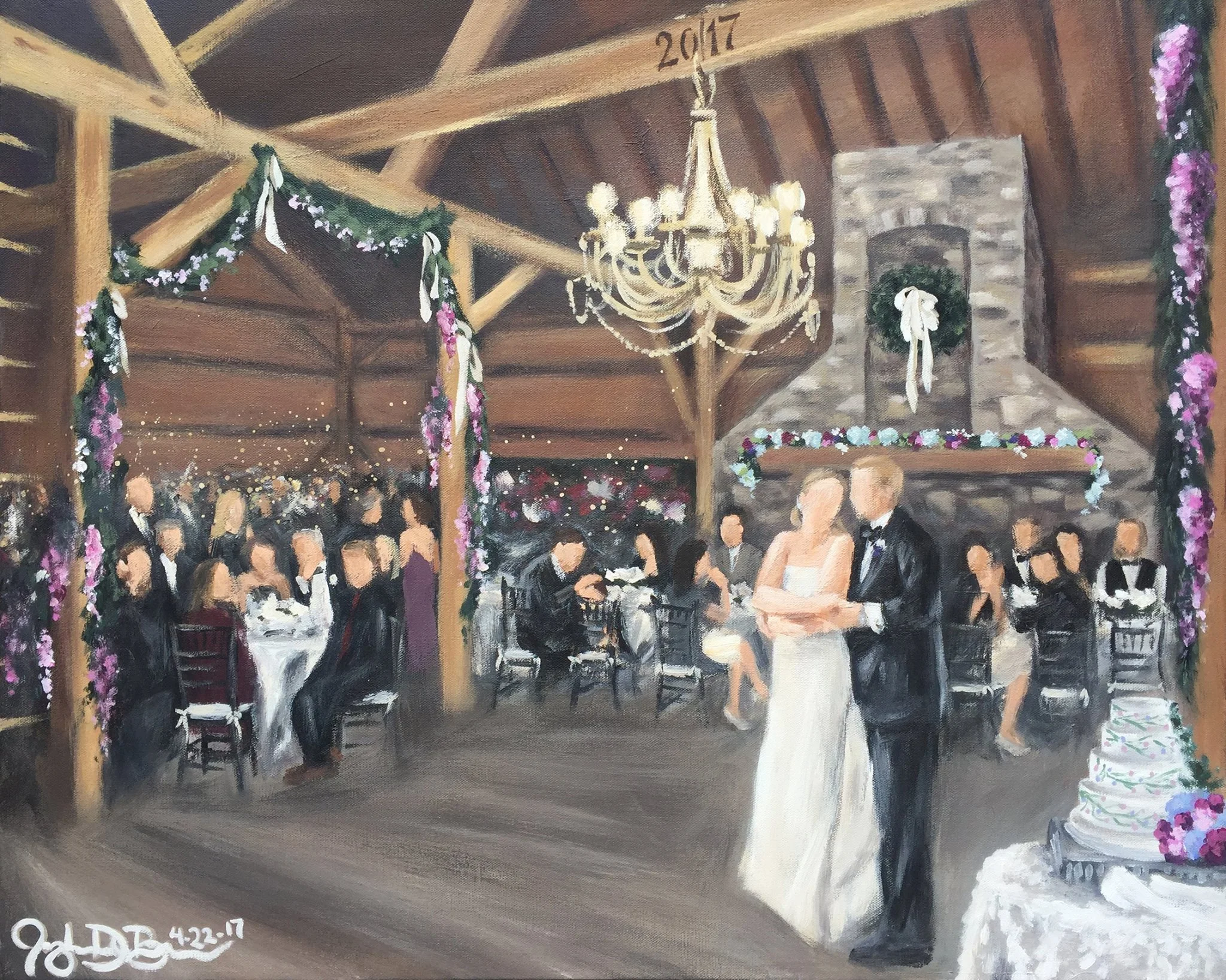 Live Wedding Painting // by Cleveland Event Painter Jacqueline DelBrocco // 24x30in acrylic on canvas 
