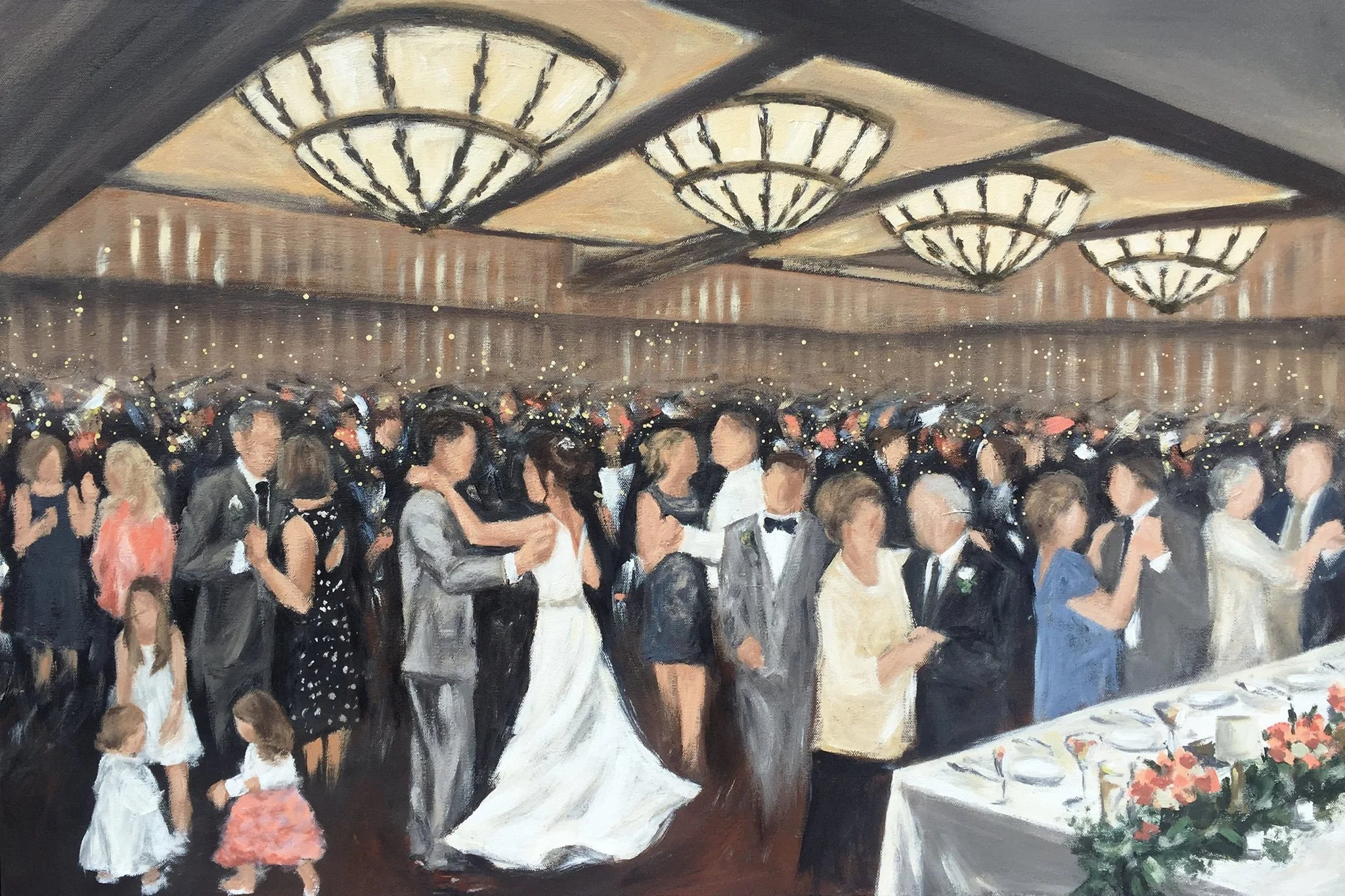 Live Wedding Painting by Cleveland Event Painter Jacqueline DelBrocco // 24x36in acrylic on canvas // Cleveland, OH // 2017