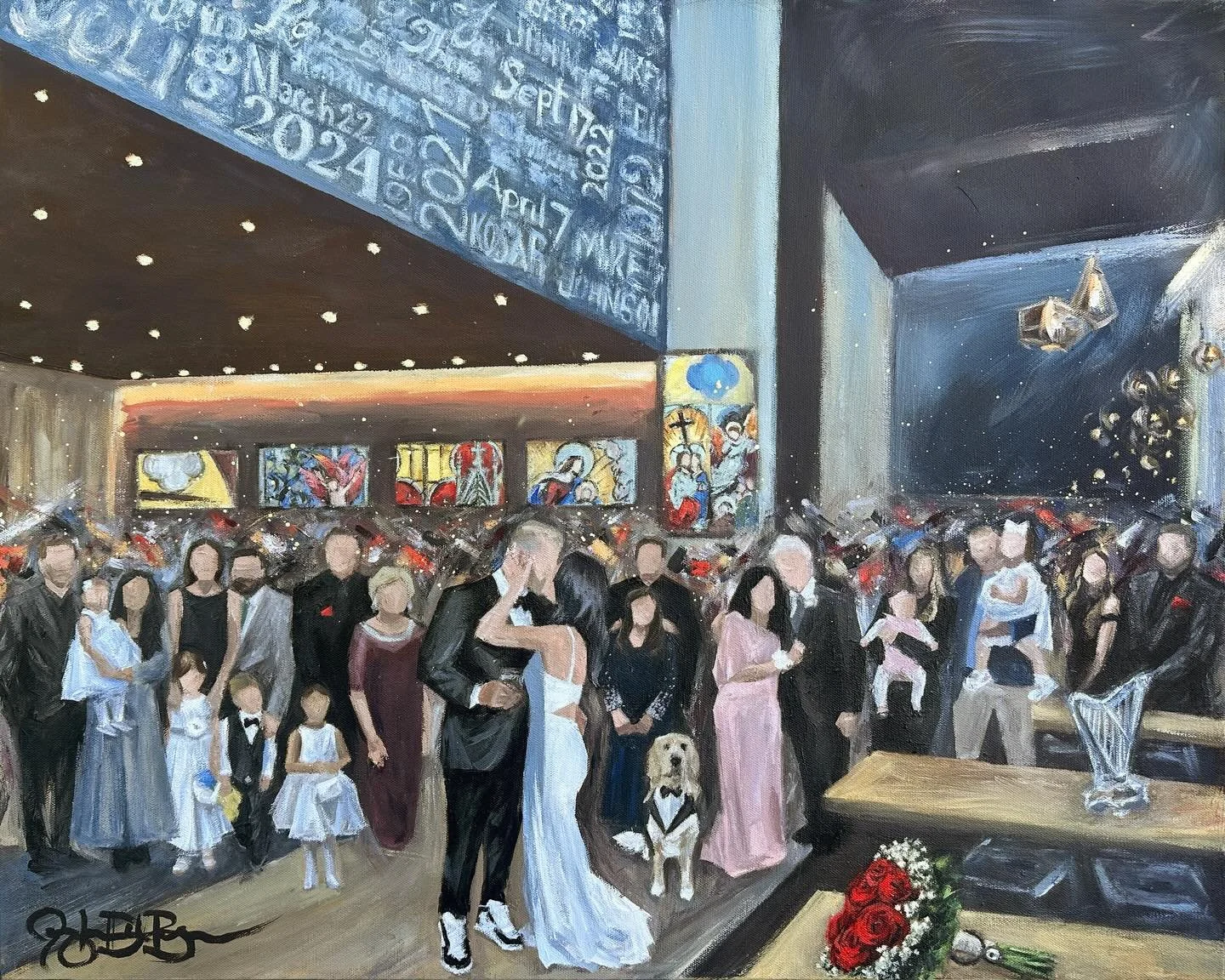 Here it is! Jenn &amp; Brian&rsquo;s completed 24x30in live wedding painting from their unforgettable wedding reception at Cleveland&rsquo;s Brown&rsquo;s Stadium! 🎨🤗🤎🧡🤎🧡

This piece was gifted by the mother of the bride &mdash; truly one of th
