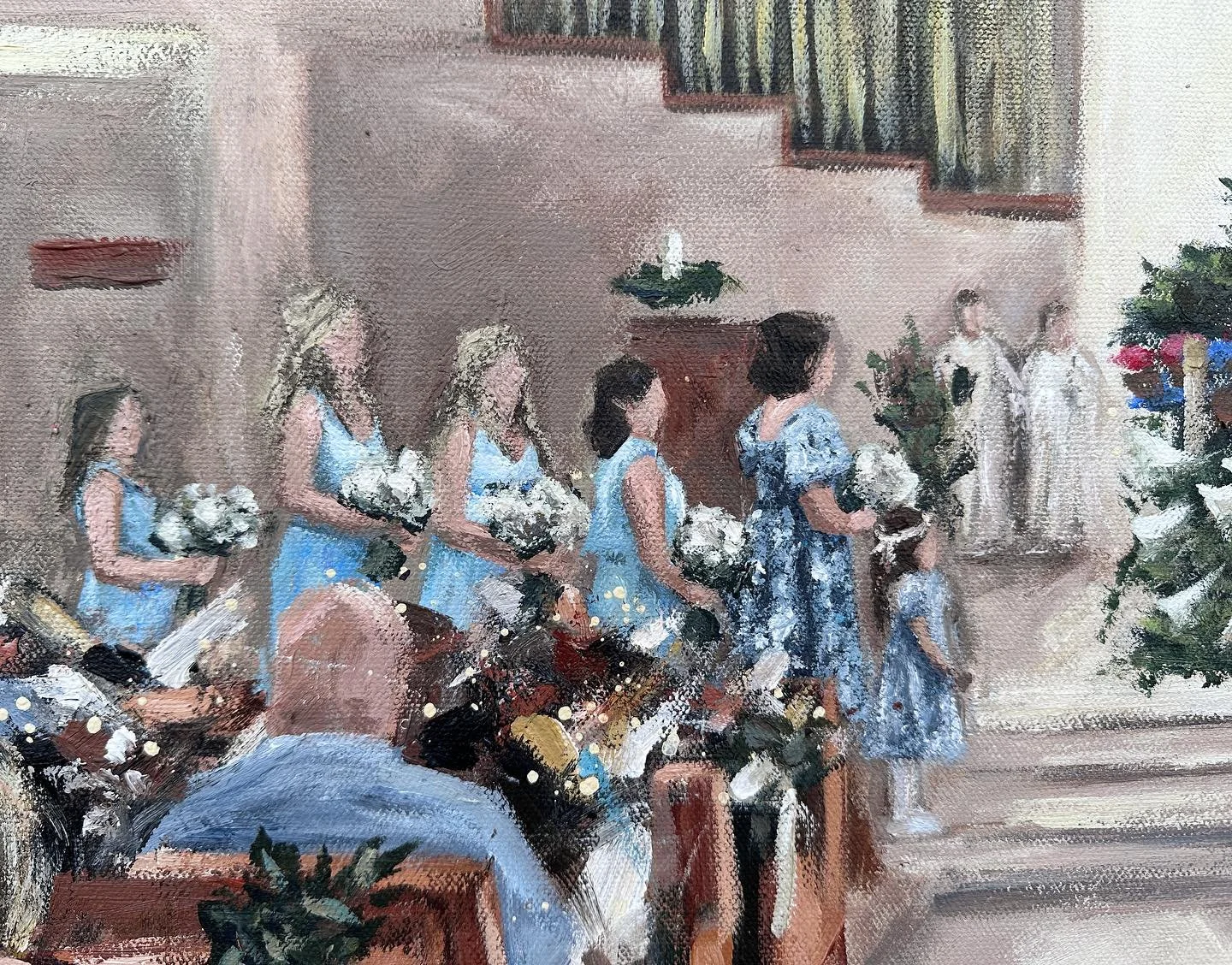 I wanted to share a few closeups of Sarah &amp; Mitchell&rsquo;s painting bc I feel like it&rsquo;s hard to really appreciate the brushstrokes when viewing these full painting images digitally 🎨✨

#painting #paintingcloseup #weddingpainting #wedding