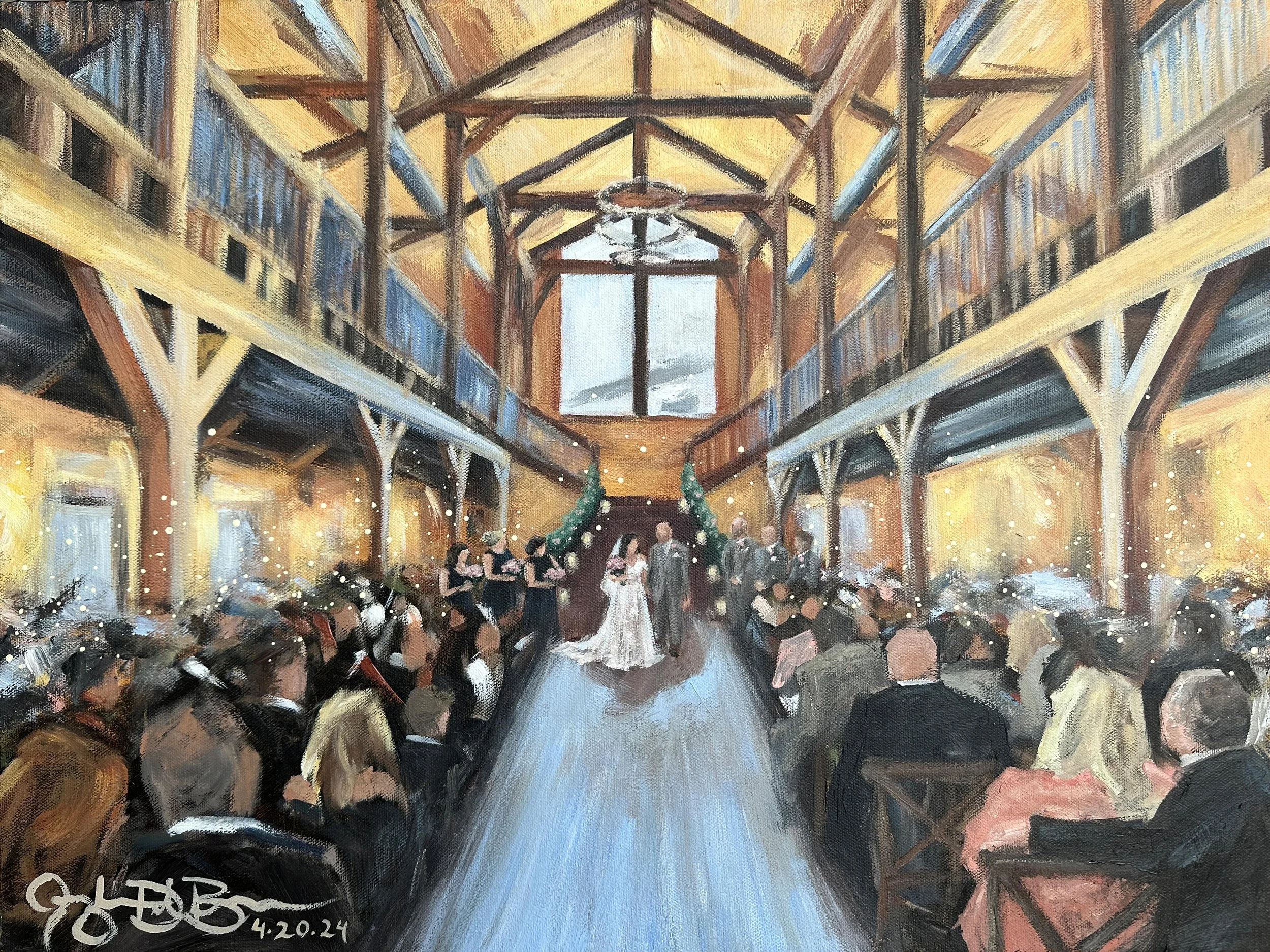 Erin &amp; Brian 🤍✨

I&rsquo;ve been waiting to share this one with you all for a long time ✨ The golden light during this ceremony at @talloaksresort was absolutely magical &mdash; warm, glowing, and a dream to paint.

This 18x24 live wedding paint