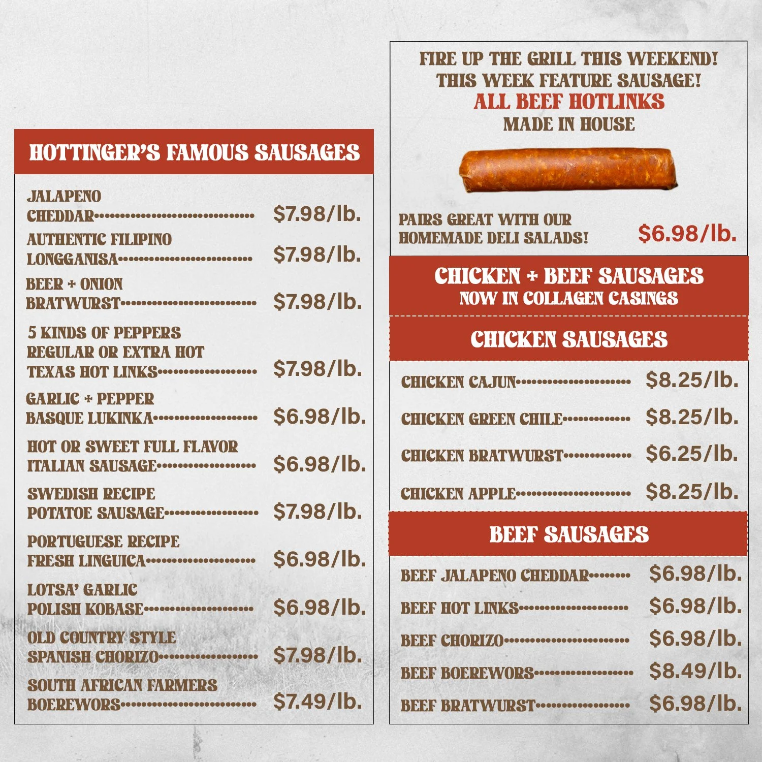 Hottinger's Weekly Special ad good through AUGUST 1st-AUGUST 7th, 2026