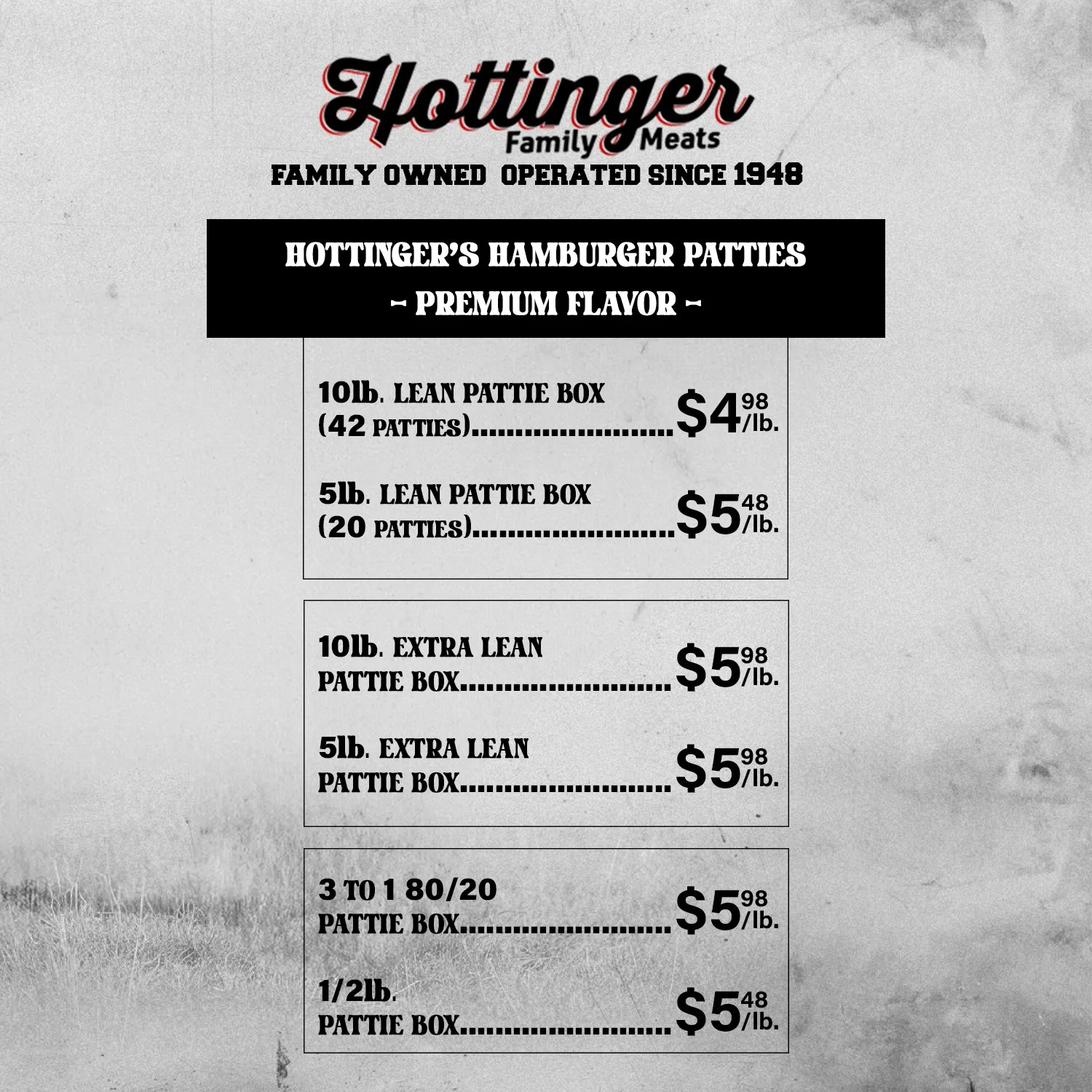 Hottinger Family Meats Weekly Ad.  This ad is good through JANUARY 31ST-FEBRUARY 6TH, 2026