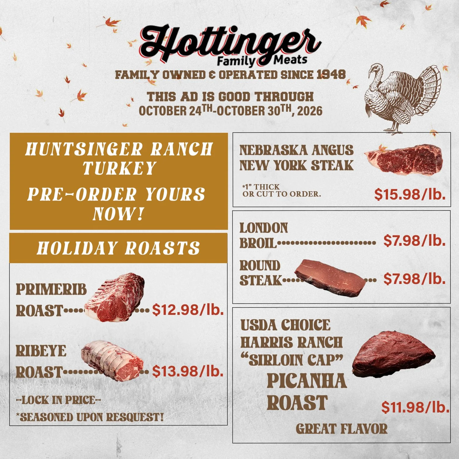 Hottinger's Weekly Special ad good through OCTOBER 24TH-OCTOBER 30TH, 2026