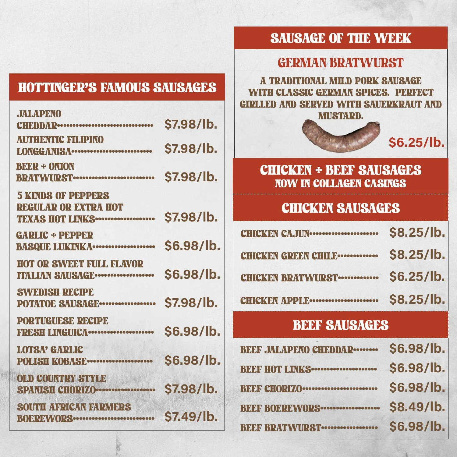 Hottinger's Weekly Special ad good through SEPTEMBER 12th-SEPTEMBER 18th, 2026