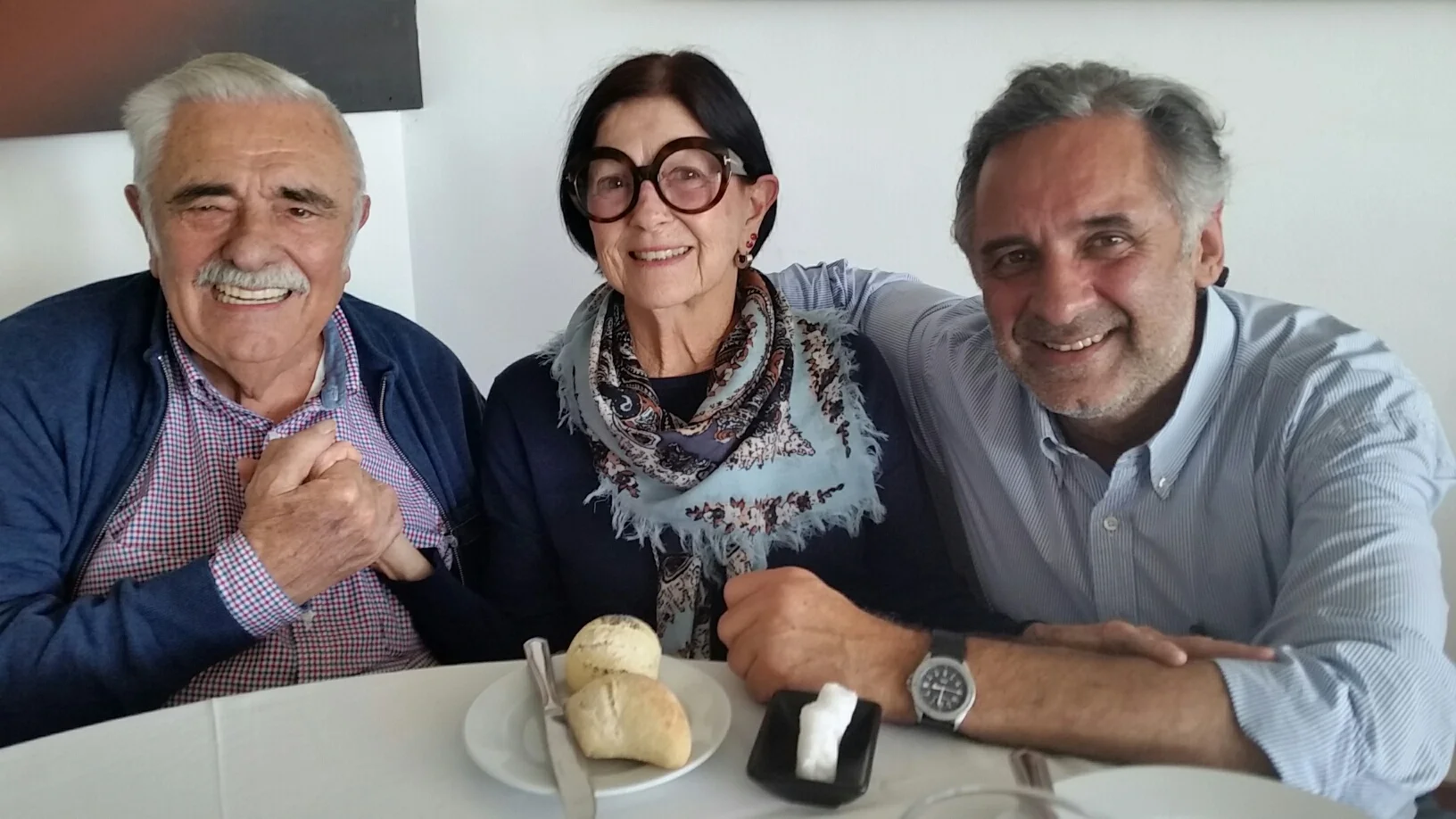 Don Pedro Serra, Betty Gold, and Don Miguel Serra at Ultima Hora, Palma de Mallorca, Spain